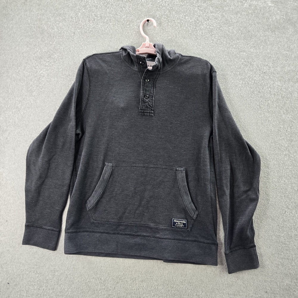Abercrombie & Fitch Men Sweatshirt‎ L Gray Button Long Sleeve